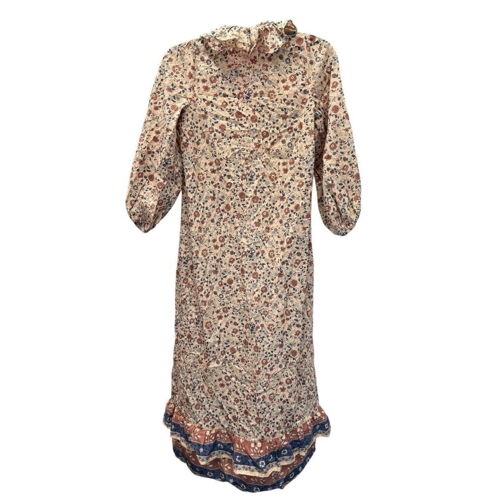 Christy Dawn The Plum Dress S Sand Anemone Vine Puff Floral Ruffle Paisley Boho - Picture 11 of 13